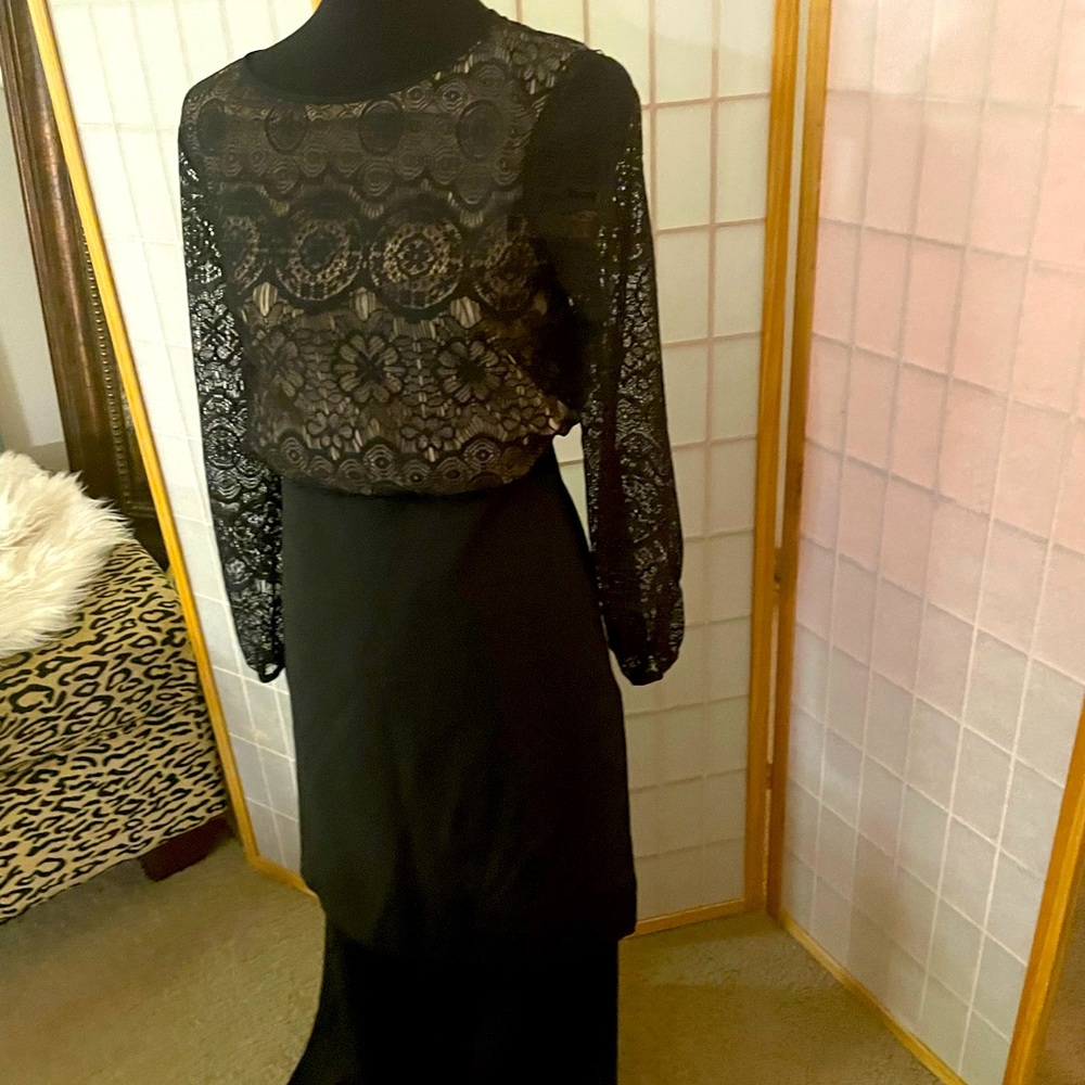 Max Studio & BCBG | Lace top with Beige layer and Tux Skirt | S (top) 4 (skirt)